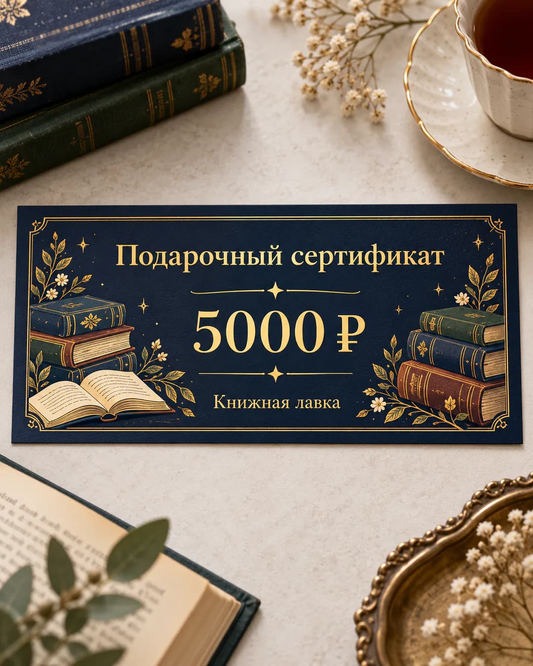 Сертификат «Книжная лавка» на 5000 ₽ в том же дизайне