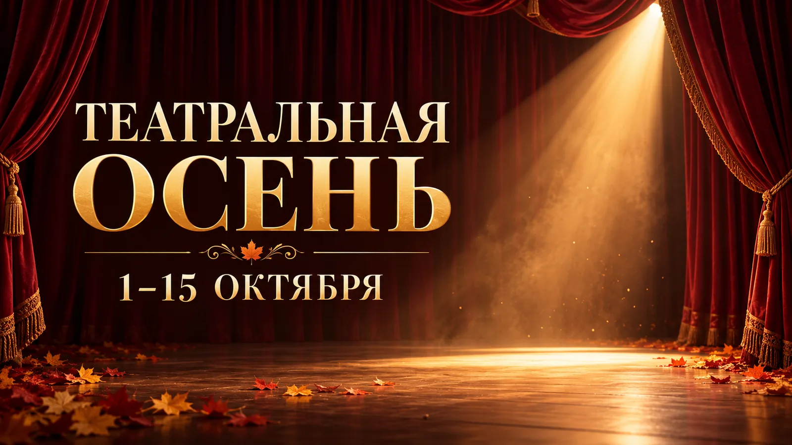 Баннер театрального фестиваля «Театральная осень»: кулисы и прожектор