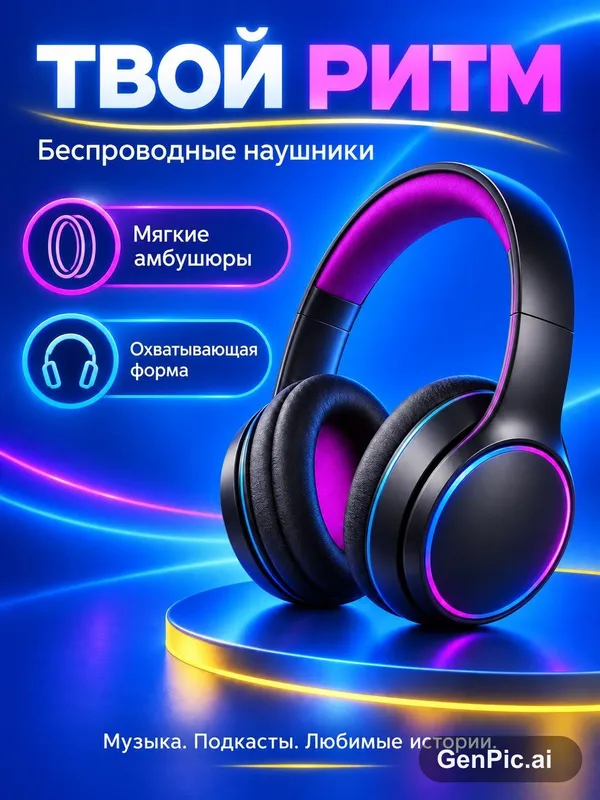 Карточка товара «Твой ритм» с беспроводными наушниками