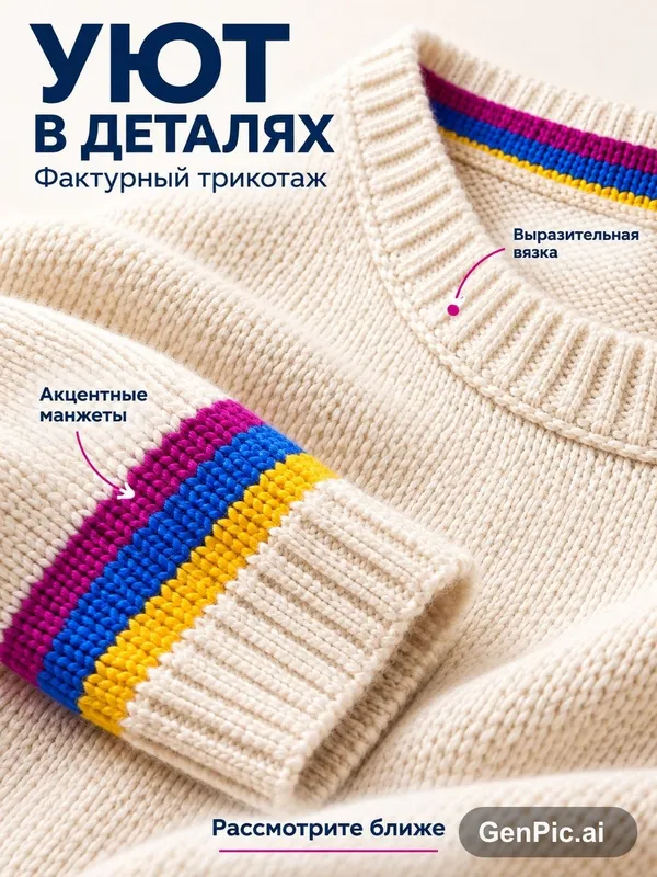 Карточка товара «Уют в деталях» с вязаным свитером