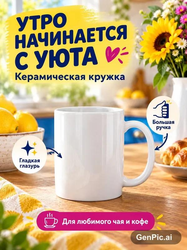 Карточка товара «Утро начинается с уюта» с керамической кружкой